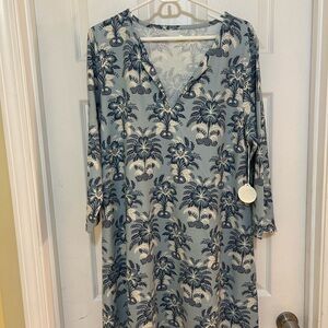 Spartina 449 Peebles Song Palm Split Neck Dress NWT | XL